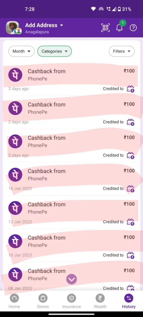 PhonePe Earning Proof